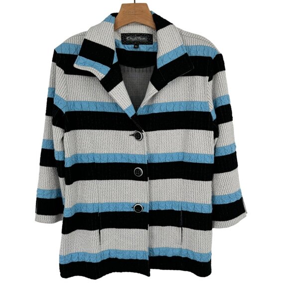 Cheryl Nash Women's size  XL Striped Button-Up knit Jacket knit - Picture 9 of 10